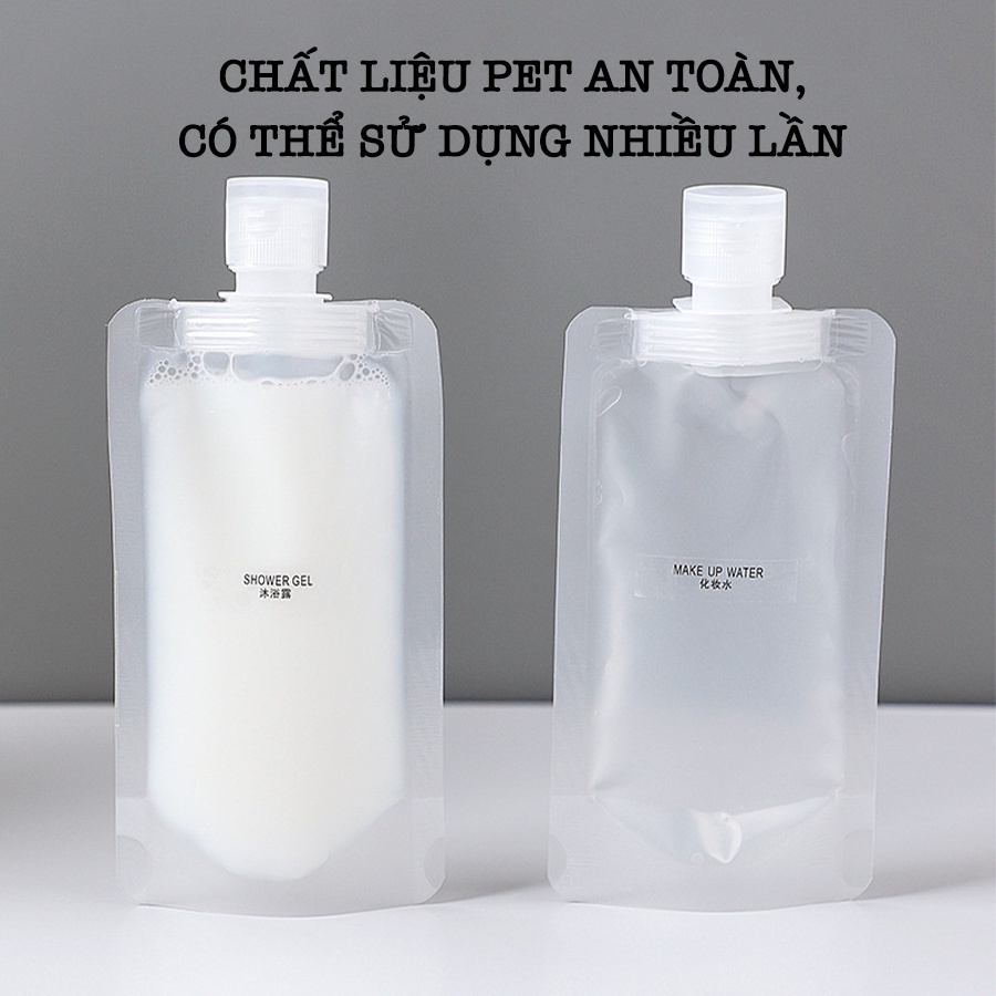 Túi chiết mỹ phẩm 100ml 50ml 30ml Túi Chiết Dầu Gội, Dầu Xả, Sữa Tắm Có Thể Tái Sử Dụng, Tiện Ích Khi Đi Du Lịch P0390