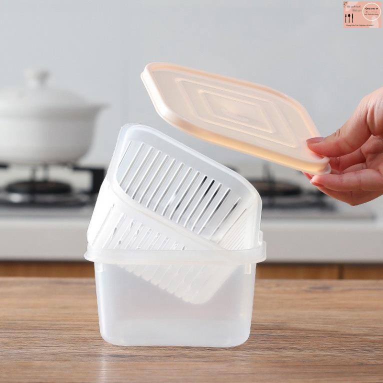 Hộp đựng thự phẩm 2 tầng đa năng, Khay đựng thực phẩm đẻ tủ lạnh tiện lợi 2 tầng đa năng thông minh tiếp kiệm diện tích