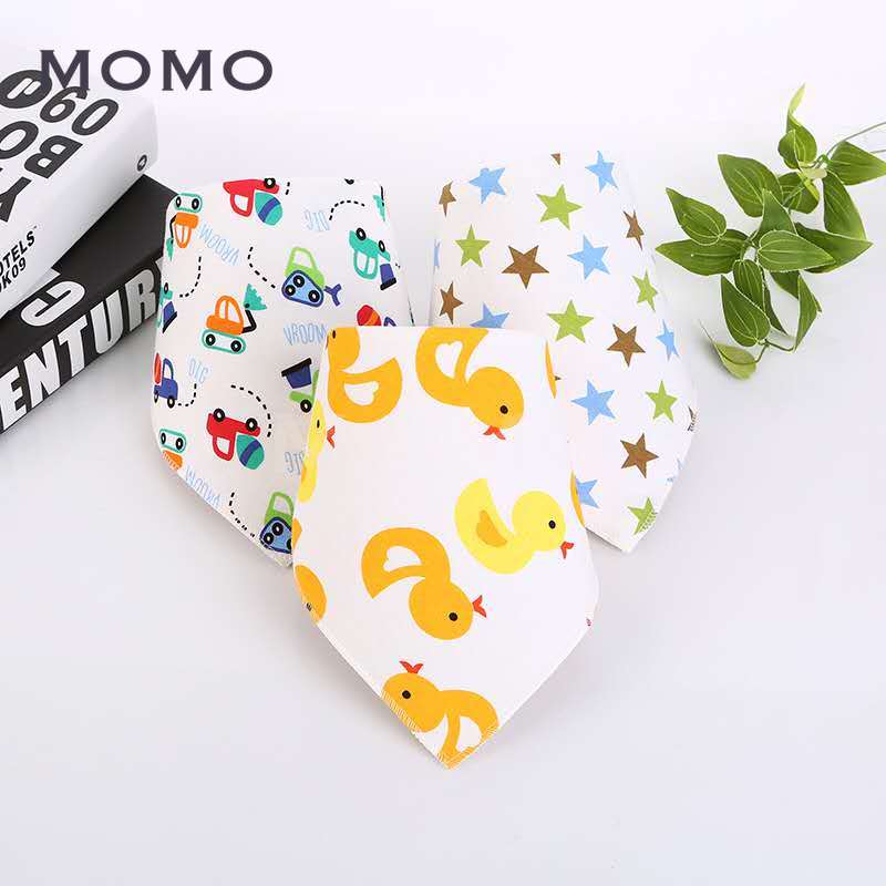 Yếm Ăn Cotton Hình Tam Giác Họa Tiết Hoạt Hình Dễ Thương Cho Bé