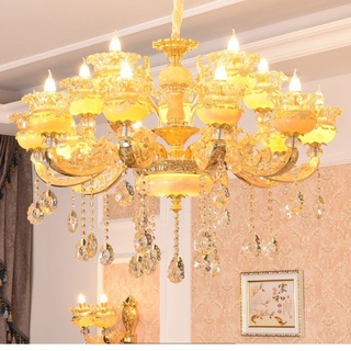 Đèn chùm KRIA 15 tay pha lê phong cách hiên đại, đẳng cấp, sang trọng - kèm bóng LED chuyên dụng (ảnh chụp thật 100%)