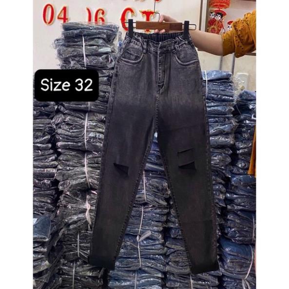 Quần Jean Skinny Lưng Thun Xám Loang Rách Xẻ. Đẹp ^