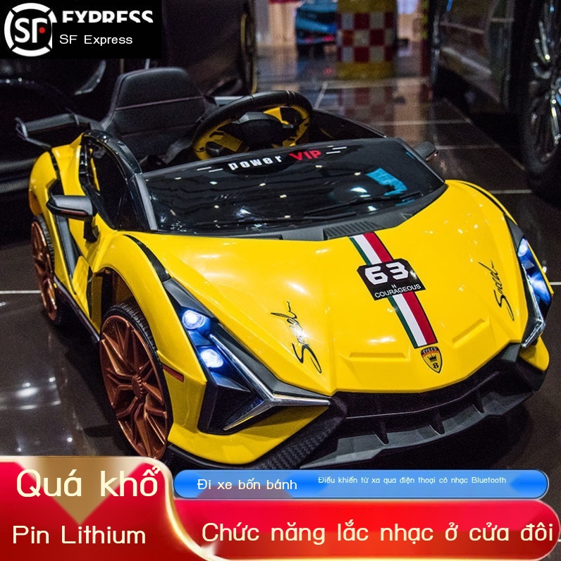 ✉﹊✸Xe điều khiển từ xa trẻ em có thể ngồi đôi bé gái ngoại cỡ có thể tự lái xe đẩy trẻ em 4 bánh chạy điện cho bé