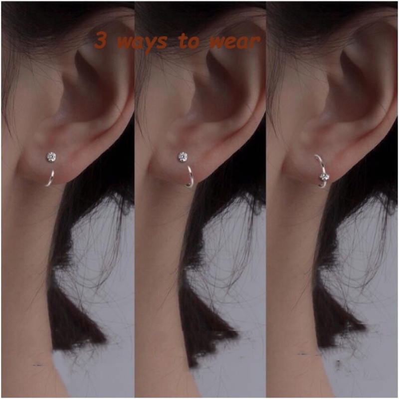 Đôi khuyên tai WE FLOWER mạ bạc S925 thiết kế hạt tròn ngôi sao mặt trăng tùy chọn thời trang Hàn Quốc unisex