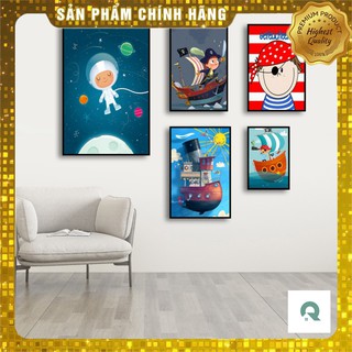 🔥Hot Deal🔥 Bộ Tranh Canvas Cao Cấp Thám Hiểm Vùng Đất Mới Trang Trí Phòng Bé CV-071