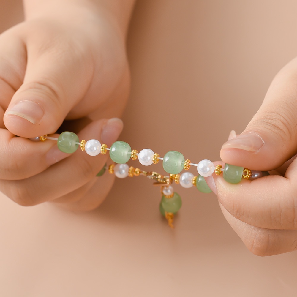 Vòng Tay Chuỗi Hạt Ngọc Bích Giả Thời Trang Sang Trọng Cho Nữ