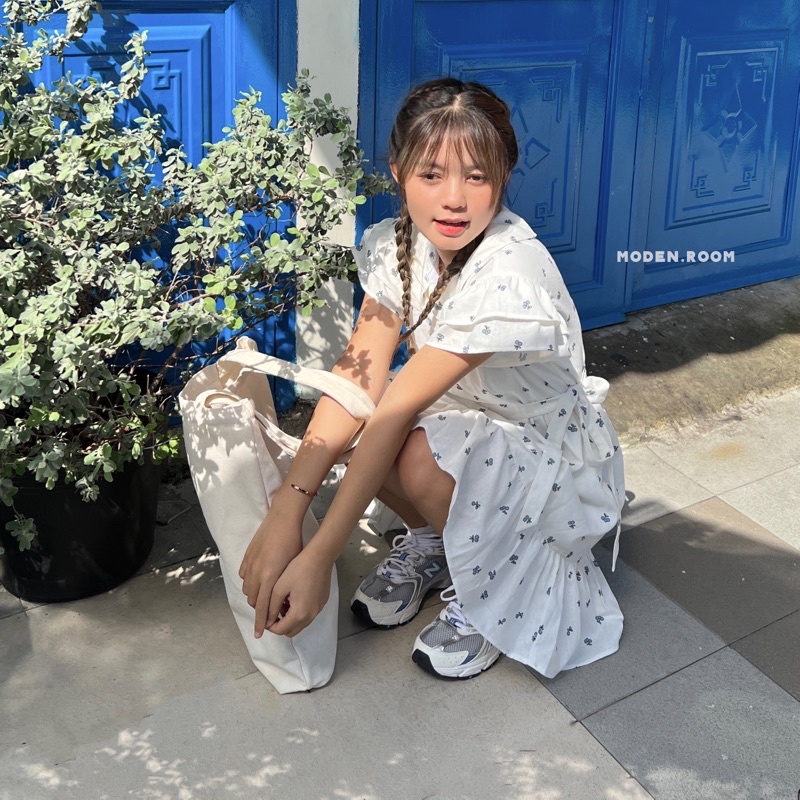 Đầm nơ eo cherry dress