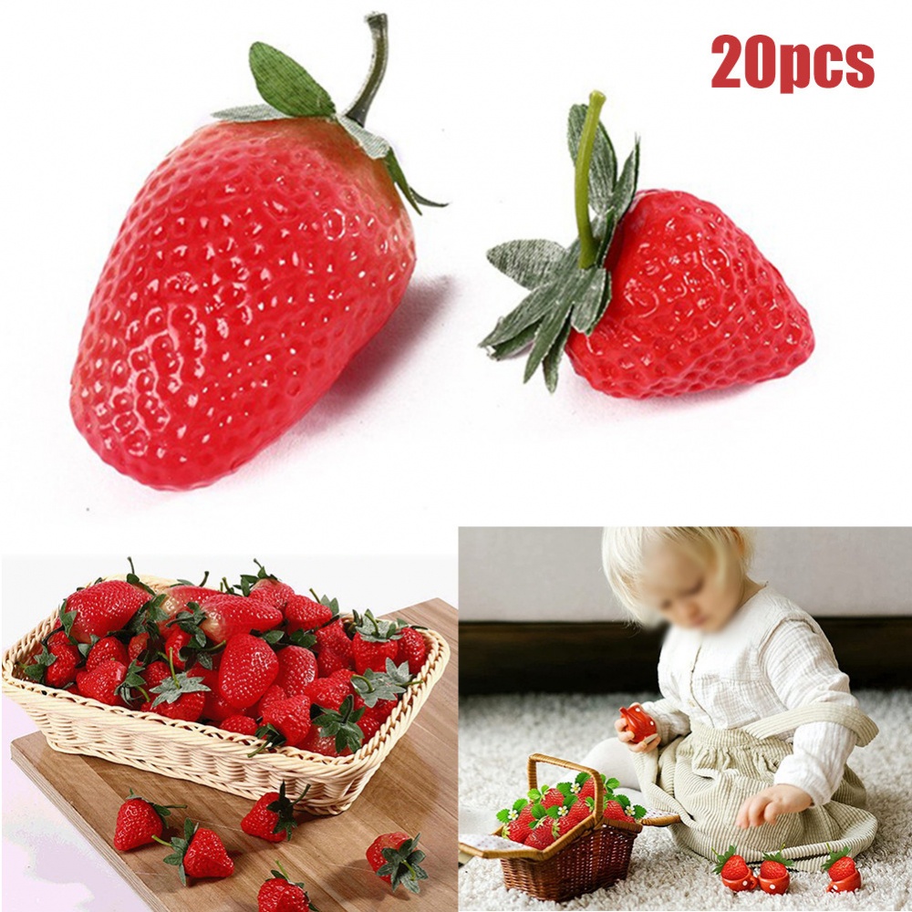 Bộ 20 Trái Dâu Giả Dùng Trang Trí Bàn