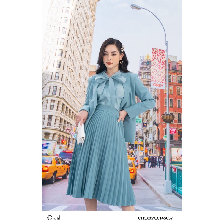 ÁO SƠ MI CÔNG SỞ, DÀI TAY,CHẤT LIỆU TƠ NẾN XANH CAO CẤP - Orchid CT4S057