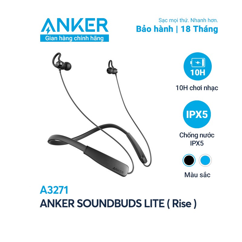 [Mã ELAK045 giảm 5% đơn 999K] Tai nghe bluetooth ANKER SoundBuds Lite ( Rise ) - A3271