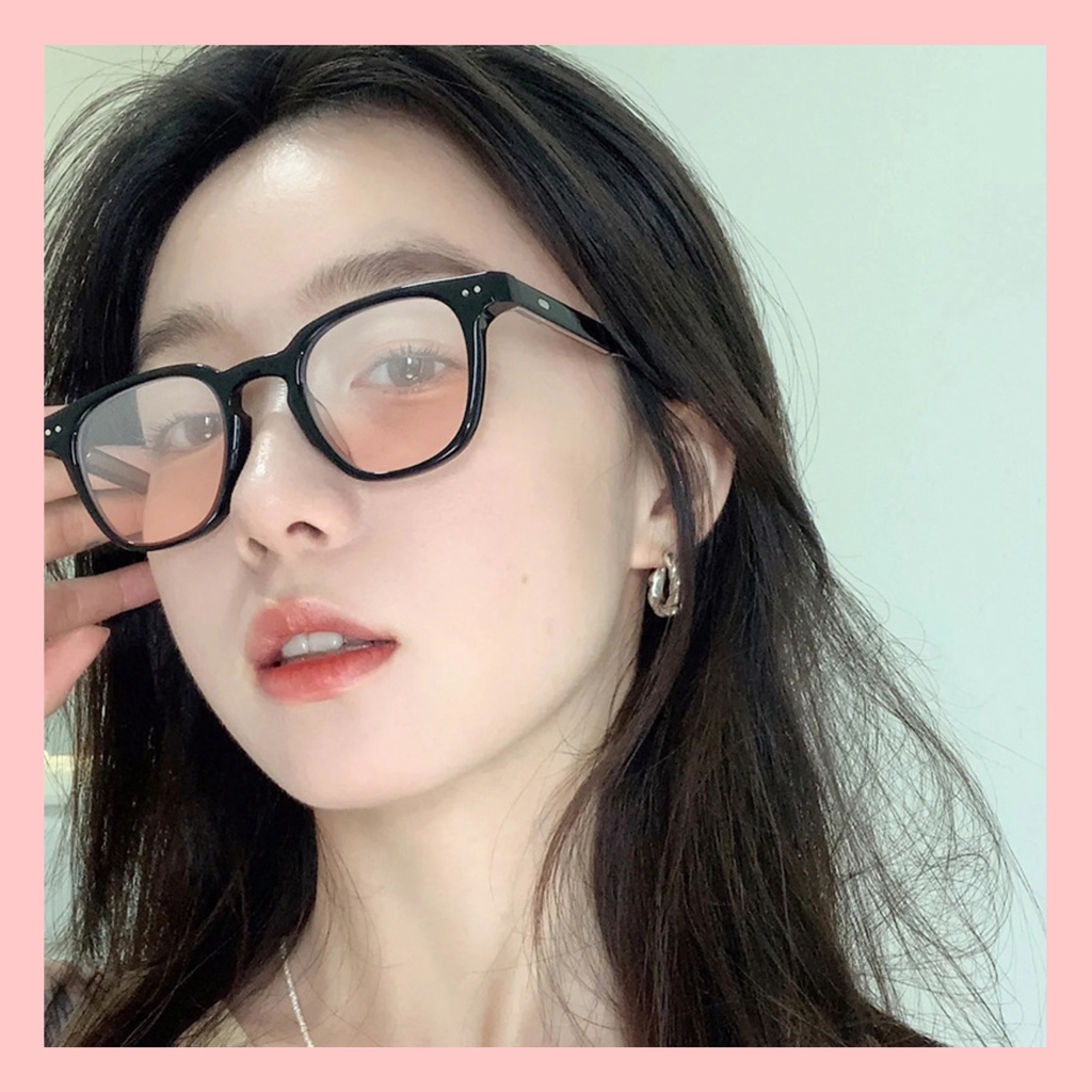 Kính Nữ Giả Cận, Kính Mắt Nữ Gọng Vuông Đen Hai Chấm Tròn Ngang Hiệu Ứng Má Hồng Mối Tình Đầu Dễ Thương Hottrend 2022