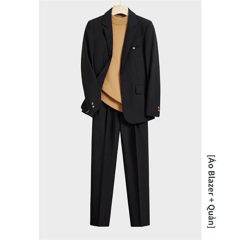 Set áo blazer nam và quần âu nam form dáng dễ phối đồ áo khoác nam dài tay 2 lớp thời trang cao cấp