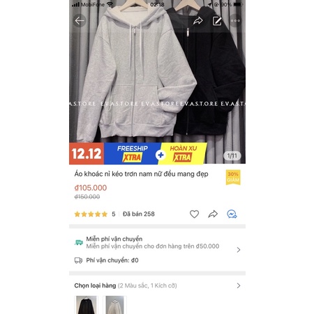 Áo khoác nỉ kéo trơn Đen và Xám toàn bộ là hình thật nhà eva chụp | BigBuy360 - bigbuy360.vn