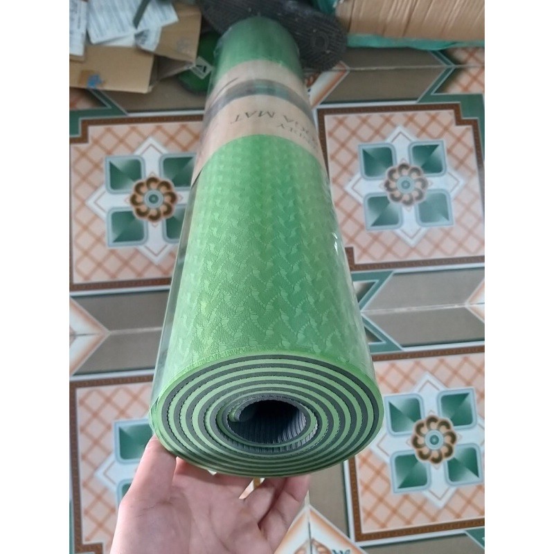 Thảm tập Yoga 2 lớp TPE dày 6mm, thảm tập Gym chống trơn trượt và không thấm mồ hôi