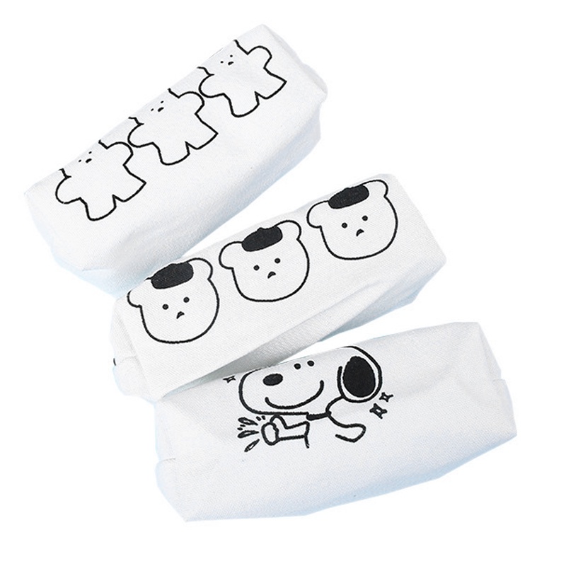 Túi Đựng Bút Bằng Vải Canvas Cỡ Lớn In Họa Tiết Hoạt Hình Snoopy / Gấu Đáng Yêu
