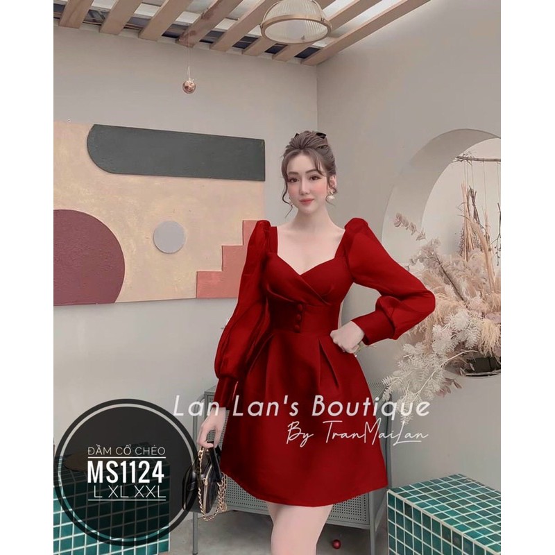 đầm dự tiệc cổ đắp phối tay voan xốp bigsize 55kg-90kg✅✅ | BigBuy360 - bigbuy360.vn