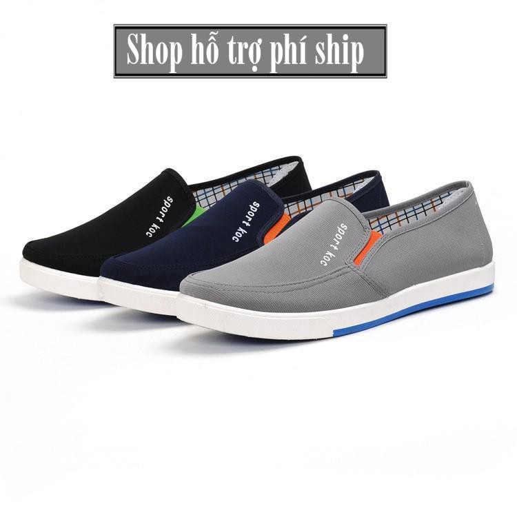 Hỗ trợ Ship-  -Giày lười sneaker cách tân không dây MÀU XÁM - Giày vải thời trang cao cấp nam/nữ