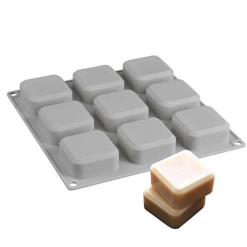 Khuôn silicon làm bánh socola 9 ô hình vuông kích thước 22.3*22.3*2.7CM