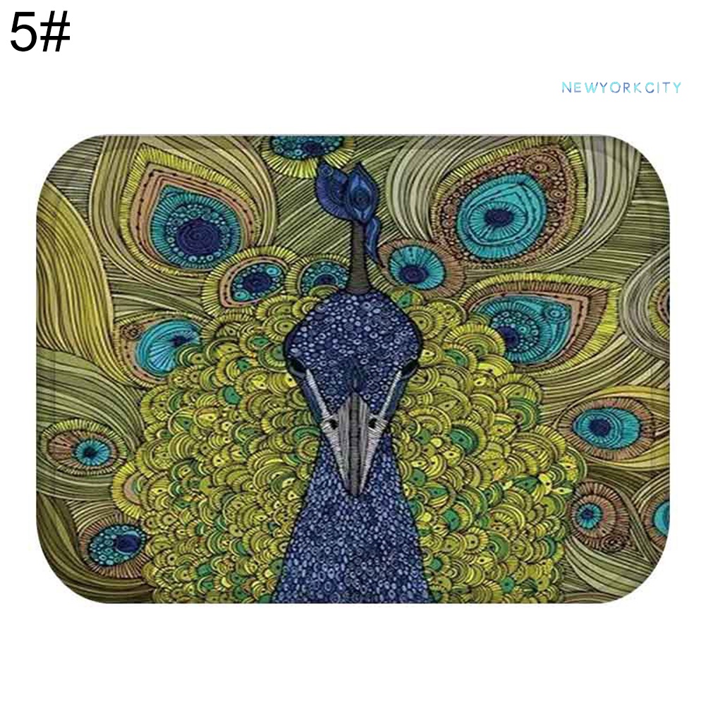 Thảm Chùi Chân Mềm Mại Chống Trượt Hình Lông Công Kích Thước 40x60cm