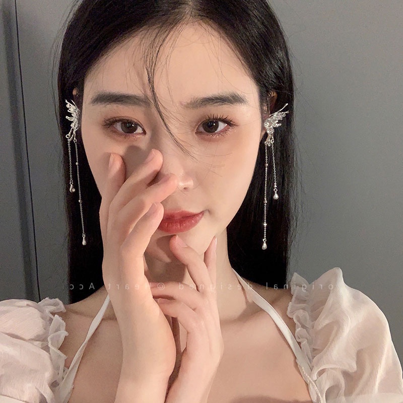 Khuyên Kẹp Vành Tai Dáng Dài Hình Bướm Thời Trang Cá Tính