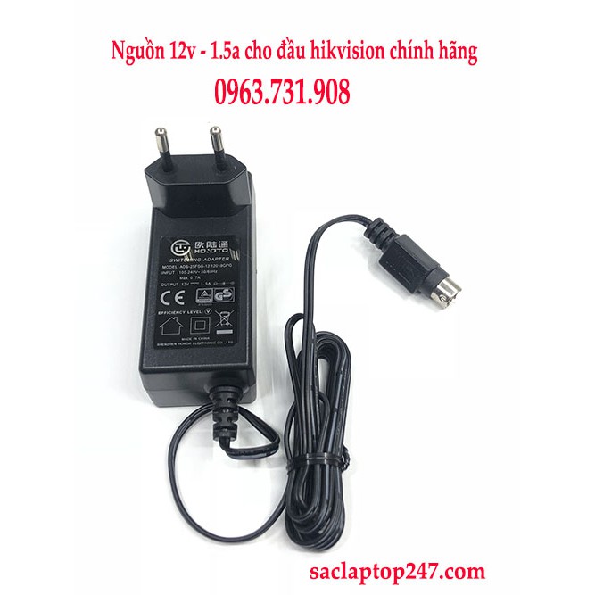 Nguồn 12v 1.5a cho đầu hikvision chính hãng