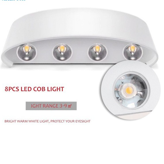 Đèn Led hắt tường treo tường gắn tường trong nhà ngoài trời 6 bóng 8 bóng Led 220V VNT624