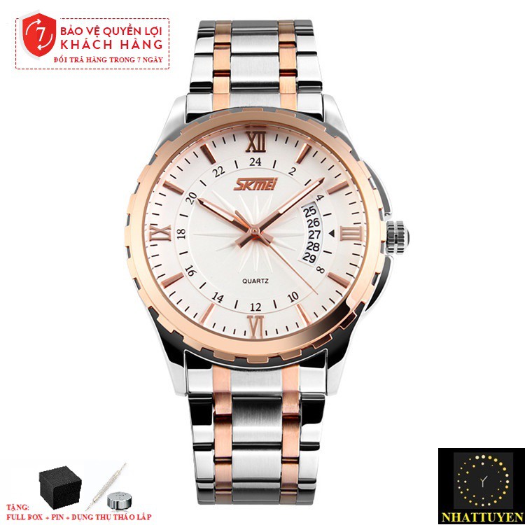 Đồng Hồ Nam Máy Nhật Dây Thép Không Gỉ Skmei 9069 Kim Dạ Quang Ban Đêm - HÀNG CHÍNH HÃNG