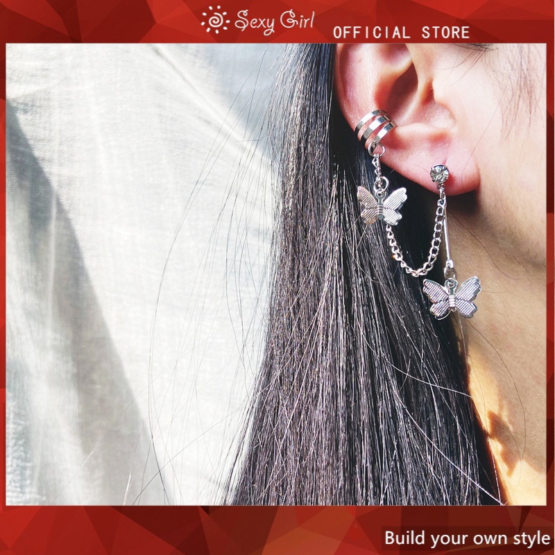 Bông Tai Dạng Kẹp Hình Bướm Bằng Zircon Phong Cách Cổ Điển Thời Trang Cho Nữ