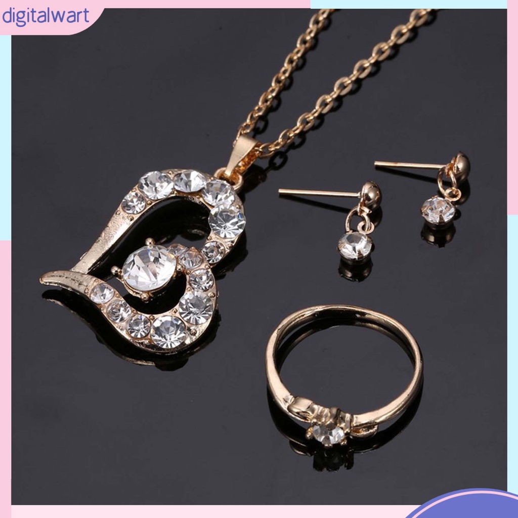 Bộ Trang Sức Mặt Trái Tim Đính Đá Sang Trọng Thời Trang Dành Cho Nữ