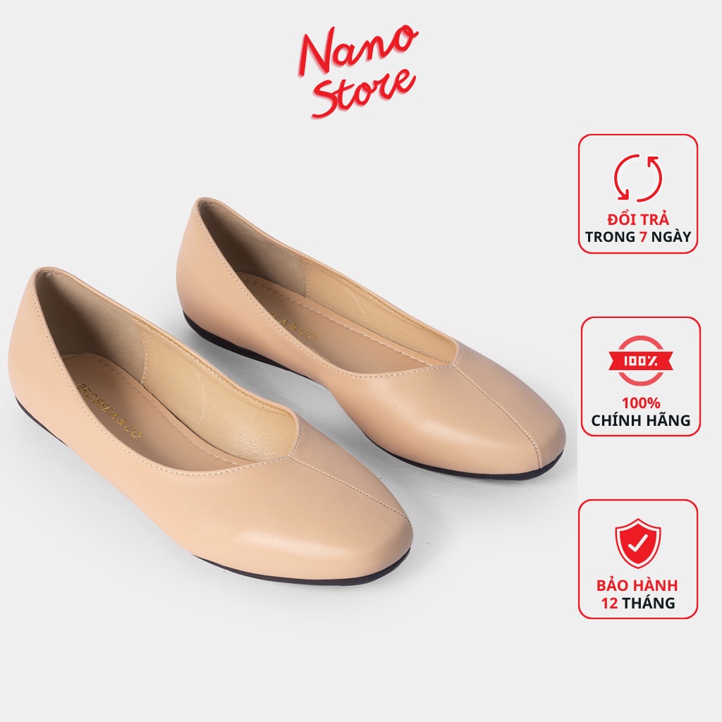 Giày bup bê nữ hàn quốc mũi tròn, giày bệt nữ mũi bầu EF10 màu nude