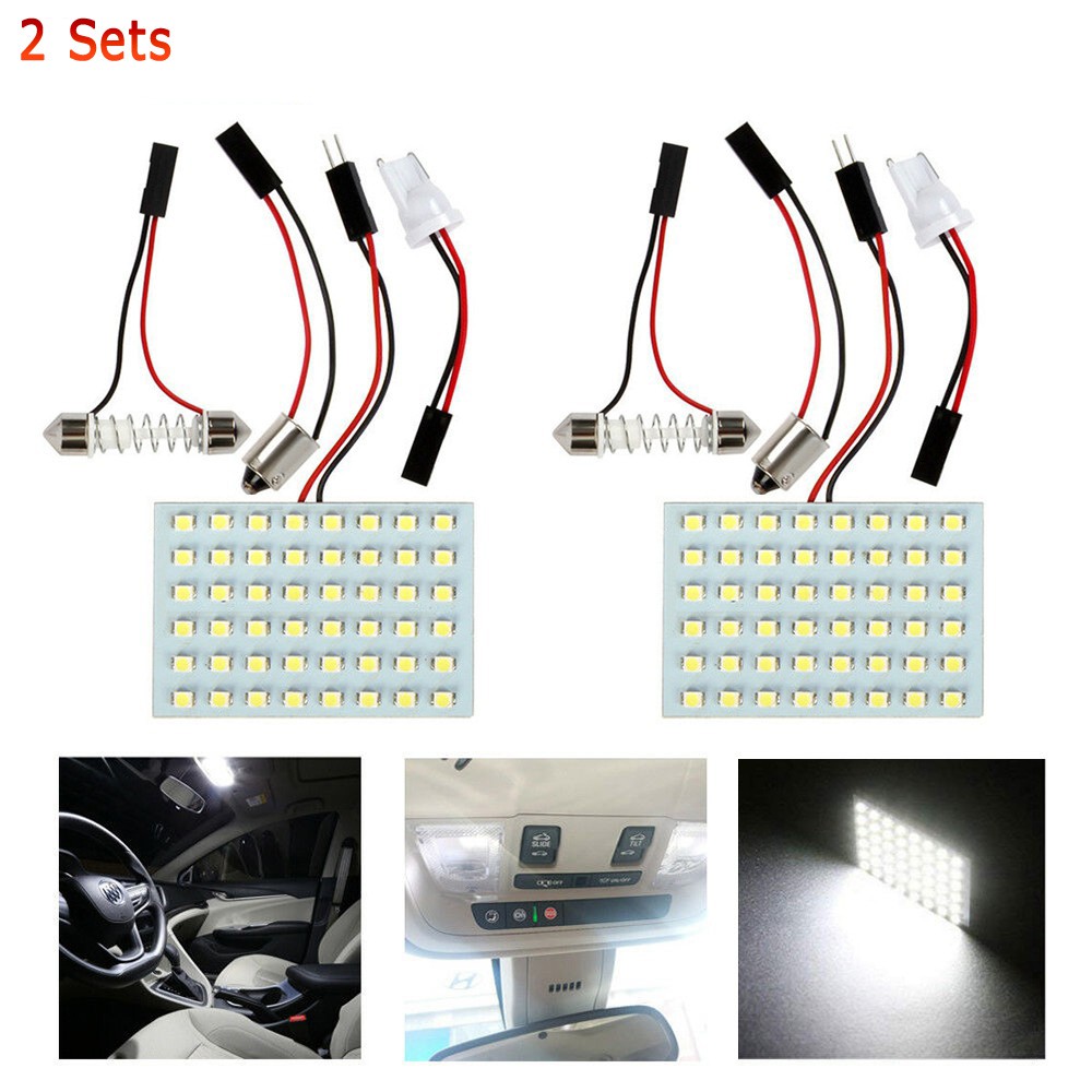 Set 2 Bảng Đèn LED T10 BA9S 48-SMD Cho Nội Thất Xe Hơi