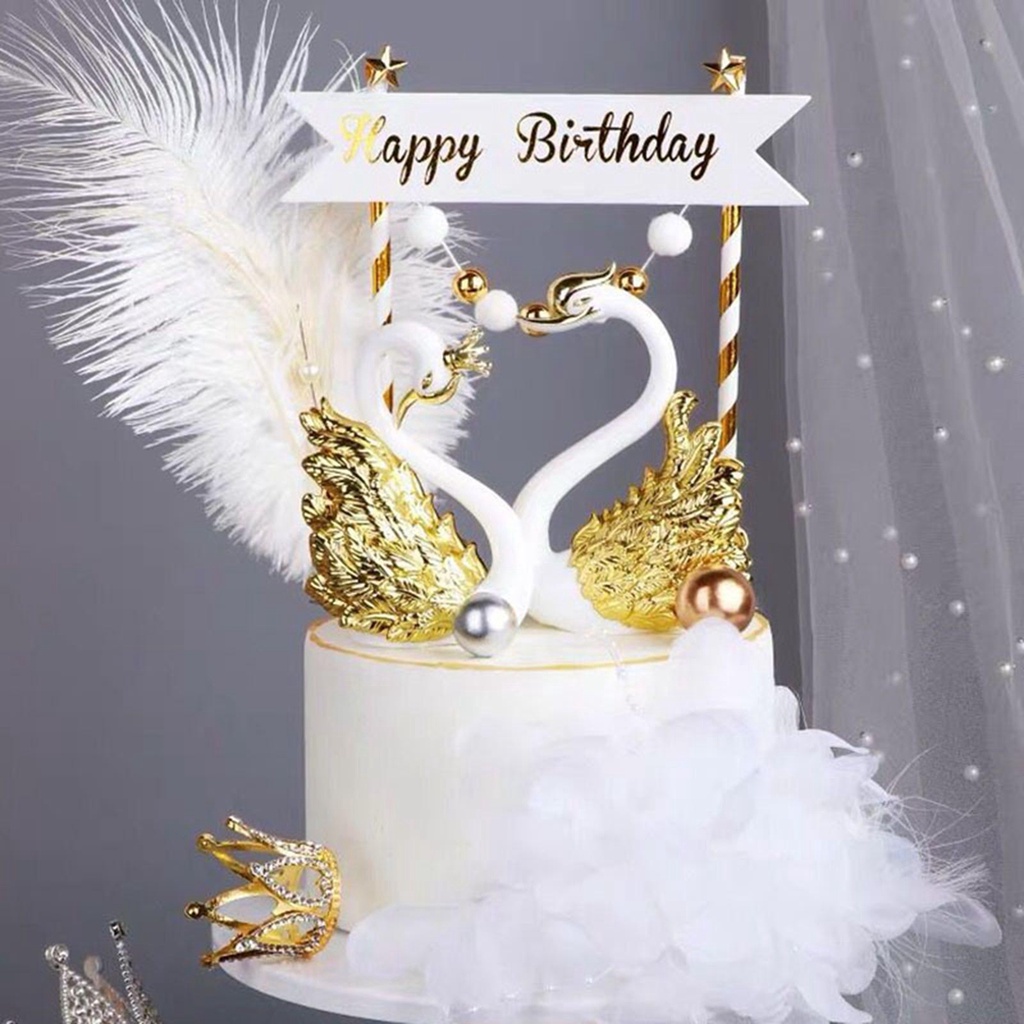 Đồ trang trí Thiên Nga Bằng Nhựa Dùng Để Trang Trí Bánh Kem Tiện Dụng