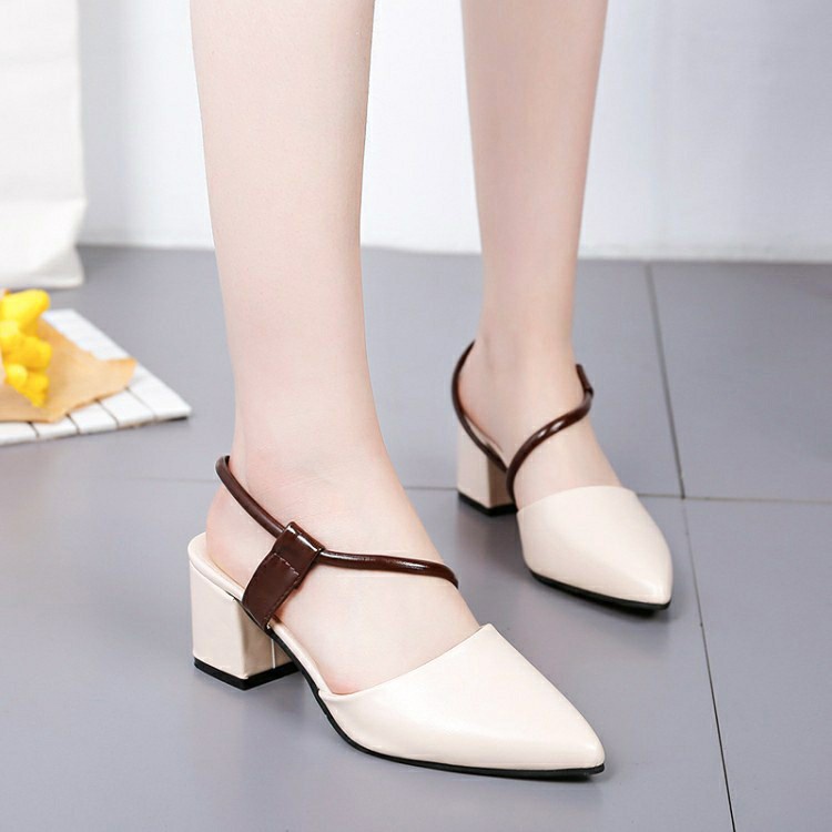 Giày Cao Gót TTC6 Mũi Nhọn Phối Dây Phong Cách Hàn 5cm