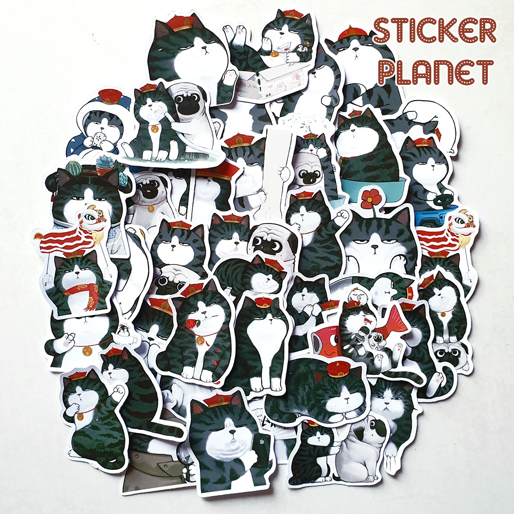 Sticker hình dán mèo hoàng thượng trang trí mũ bảo hiểm, dán Laptop, journal, sổ tay, note book