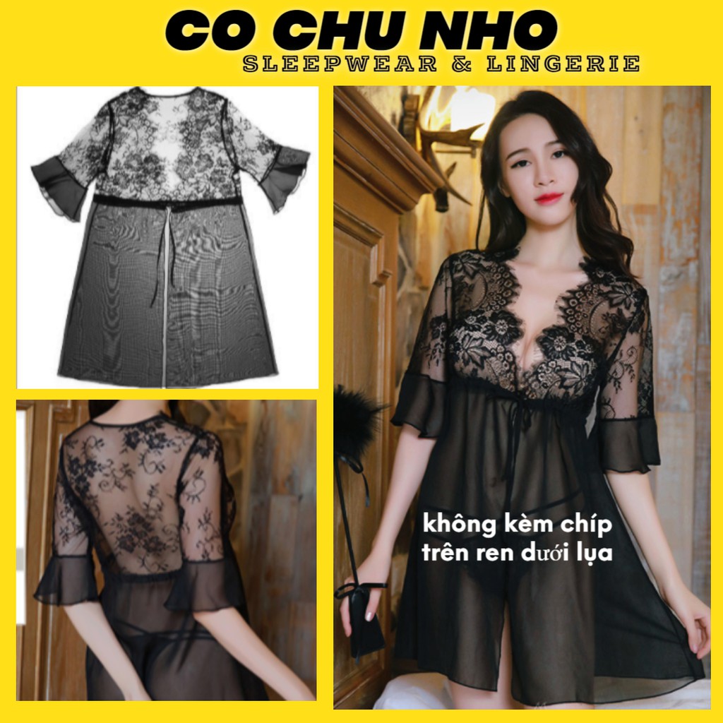 Q11.HCM -[LL258] Áo choàng voan lụa phối ren sexy - cô chủ nhỏ