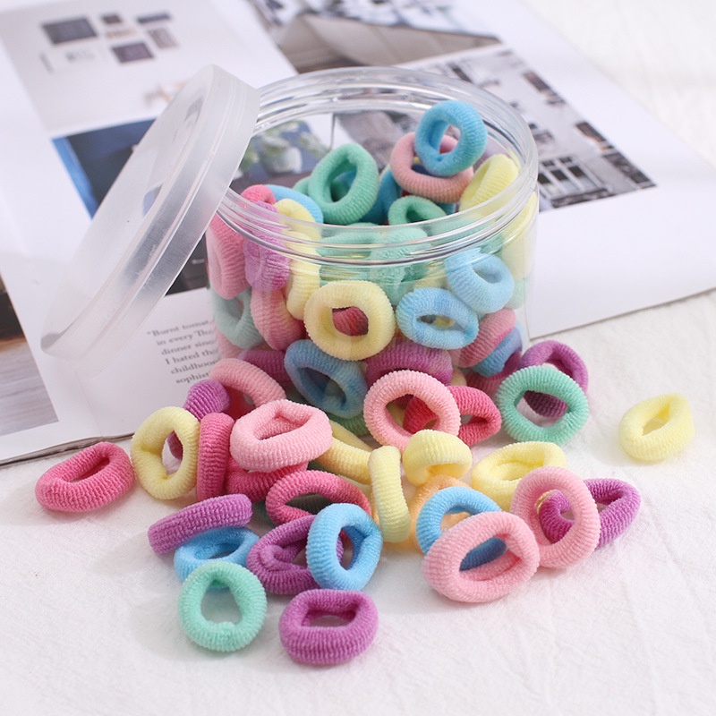 Set 100 Dây Cột Tóc Đuôi Ngựa Co Giãn Nhiều Màu Sắc Dành Cho Bé Gái