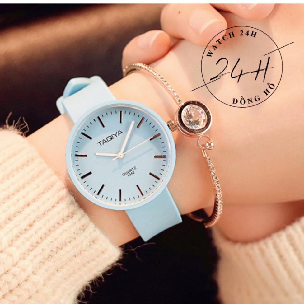 Đồng Hồ nữ Hot trend TAQIYA ; dây nhựa mềm nhiều màu siêu cute
