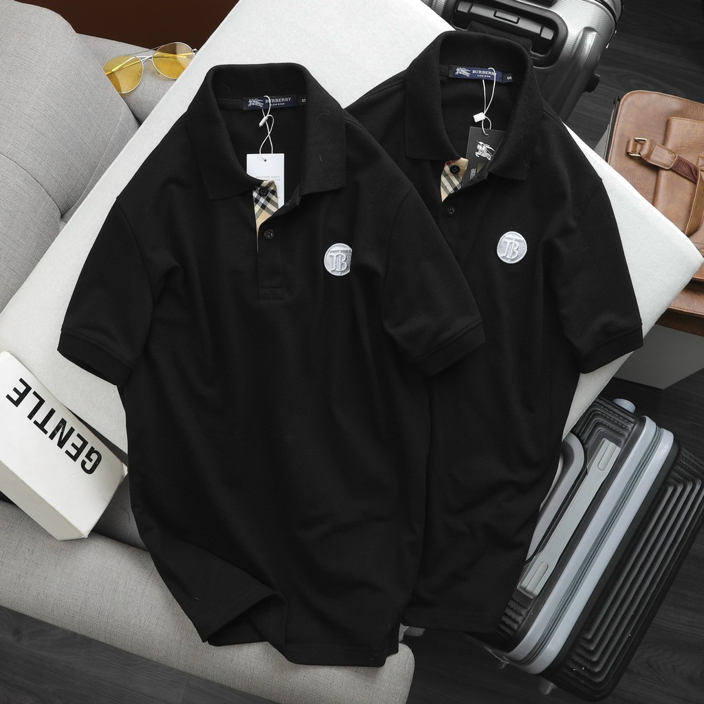 Áo polo nam Burberry phối cổ chất liệu Cotton 100% dày đẹp, áo nam polo form slim chuẩn hàng xuất, áo cộc nam 2021 | BigBuy360 - bigbuy360.vn