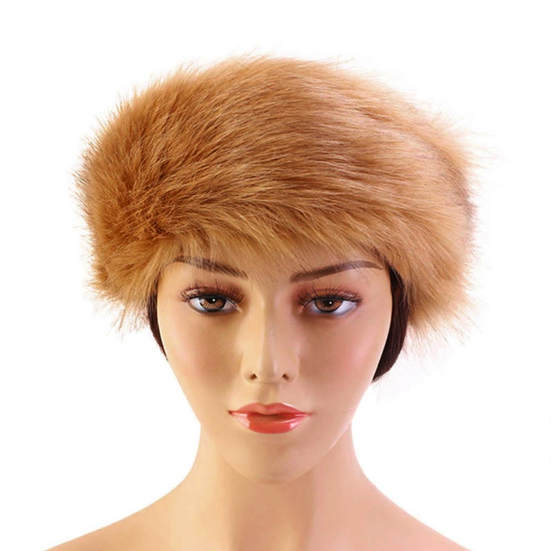 Ch *  Mũ Lông Giả Trùm Tai Giữ Ấm Mùa Đông Mềm Mại Co Giãn Thời Trang Trượt Tuyết