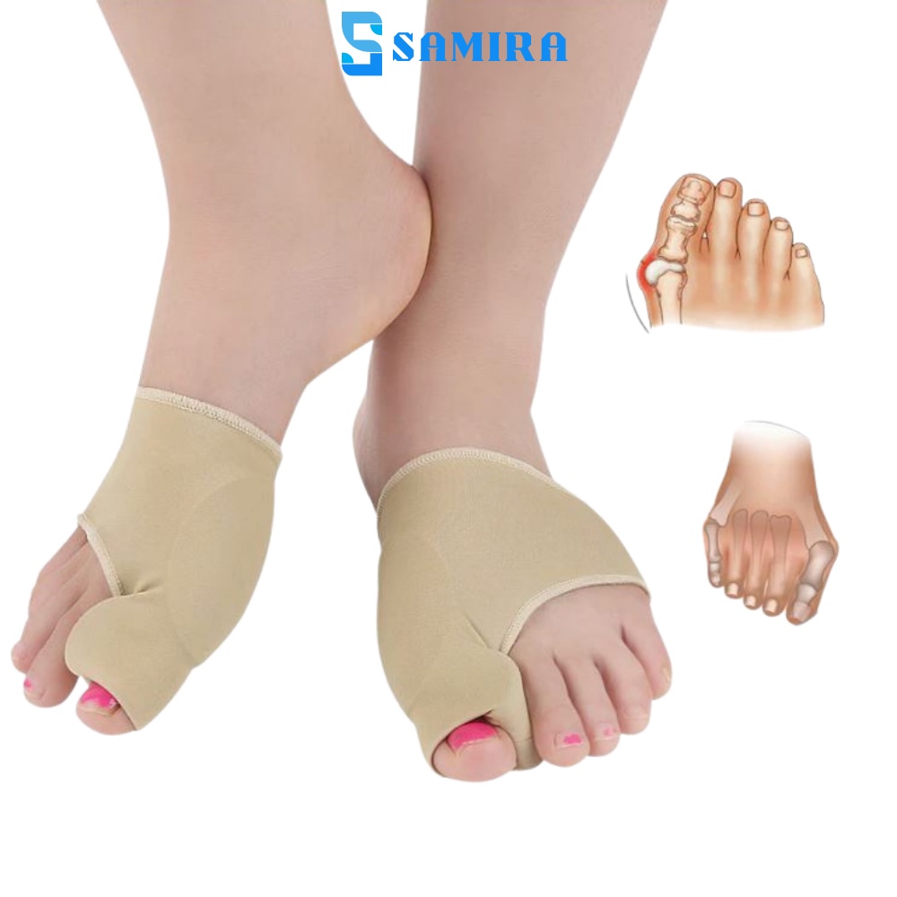 Cặp tất vớ tách ngón chân cái set 2 đai quấn nẹp điều chỉnh hình ngón chân cái bằng vải cao cấp SA10