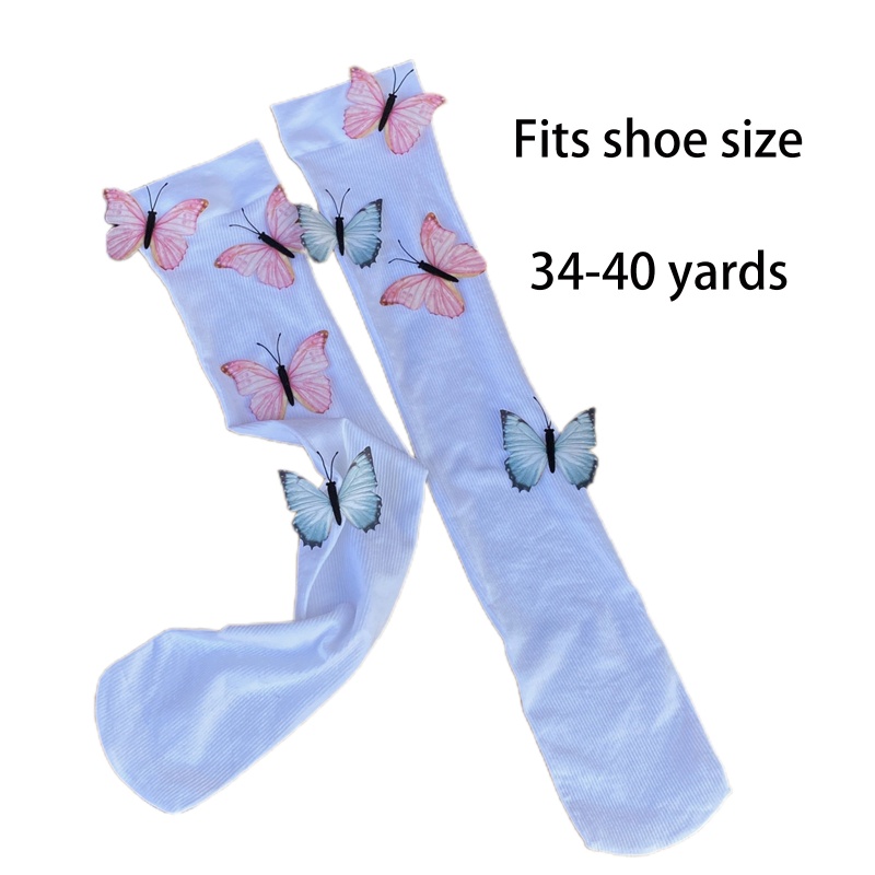 XIXI Tất Lưới Màu Trơn Họa Tiết Bướm Phong Cách Lolita Thời Trang Cho Nữ Màu Sắc