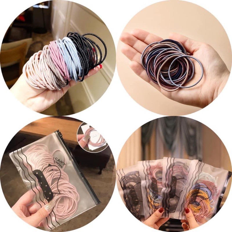 Túi Zip Set 100 Sợi Thun Cột Tóc