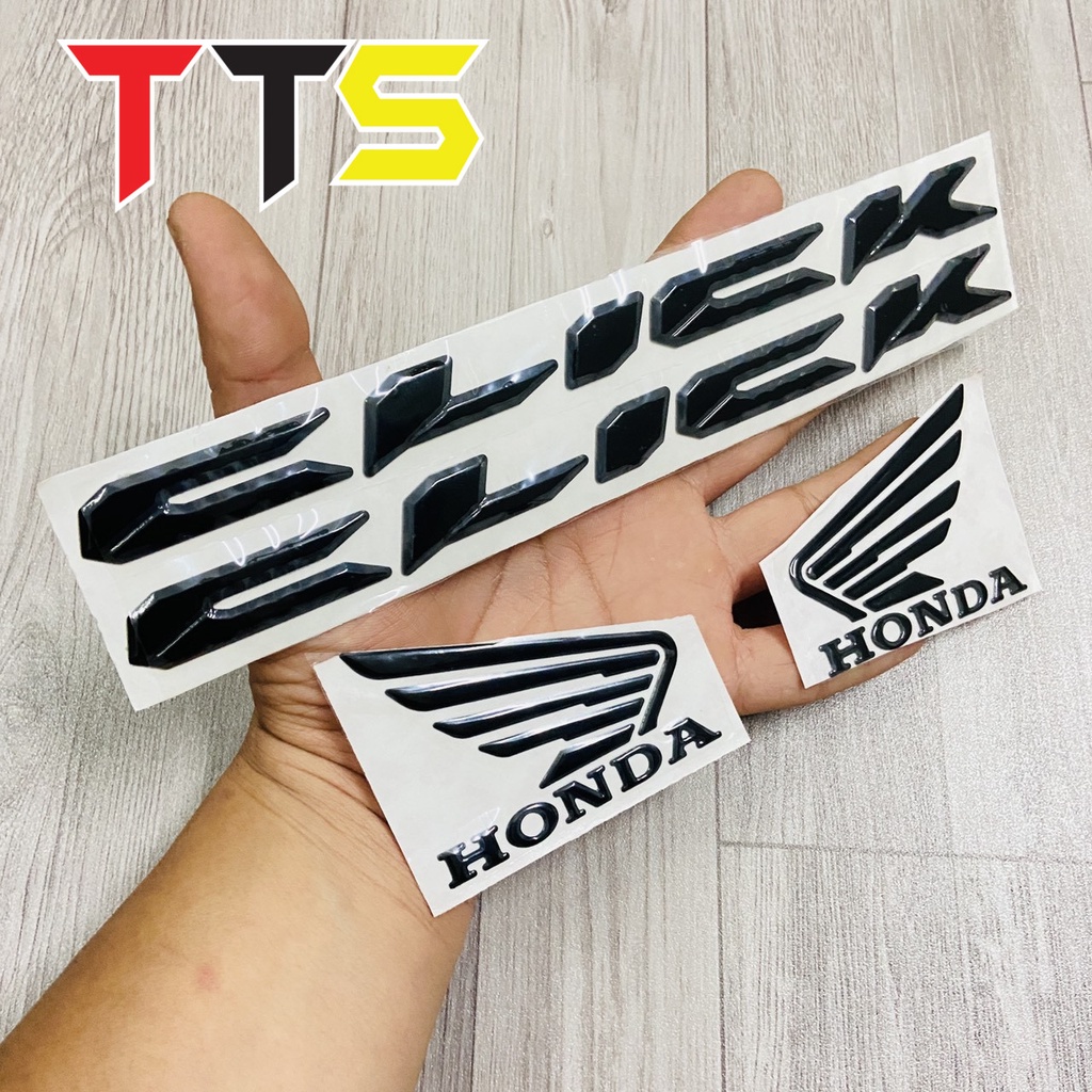Combo chữ CLICK kèm logo Cánh Chim mạ Chrome dán xe Honda Click các đời