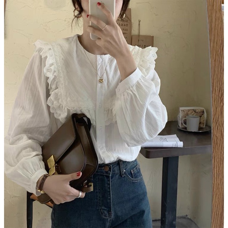 Áo babydoll trắng tiểu thư xếp ly hàng QC A280 freeship50k