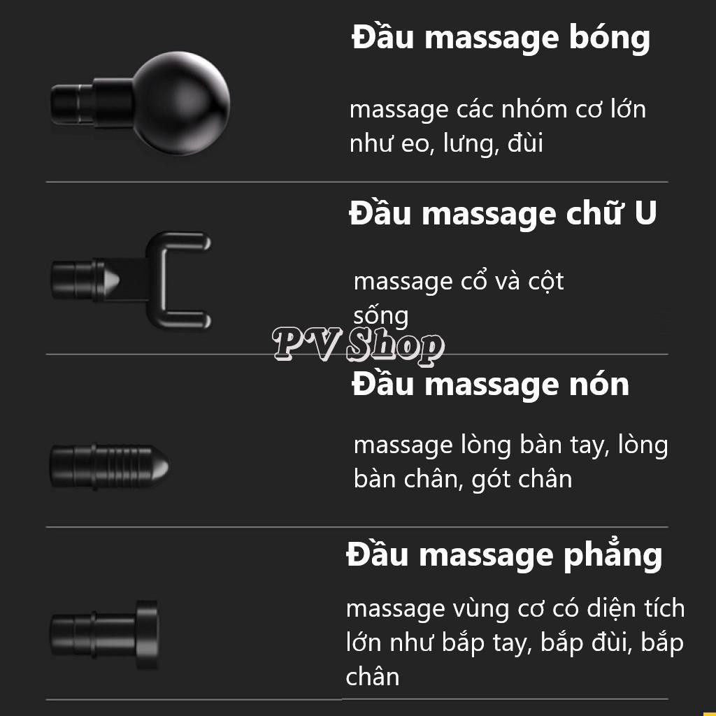 Súng Massage Cao Cấp 4 Đầu 6 Chế Độ Fascial - Máy masage toàn thân