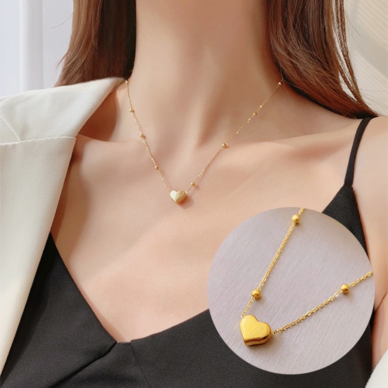 Vòng cổ thép không gỉ mạ vàng 18K với mặt phong cách Trung Quốc/ Hàn Quốc cho nữ