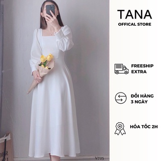 Đầm dự tiệc đầm trắng dáng suông cổ u cổ điển TANA D0285