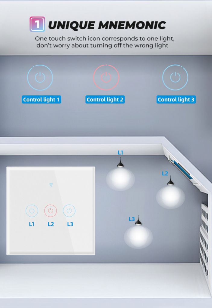 Công Tắc Cảm Ứng Thông Minh Wifi 1 / 2 / 3 / 4 433mhz Cho Alexa Và Google Home