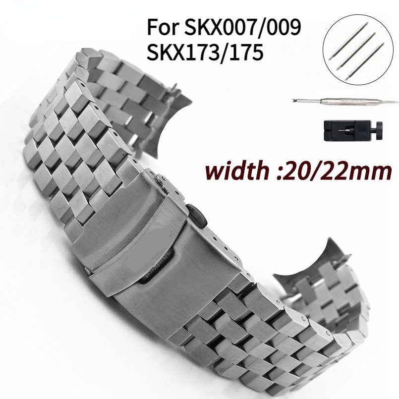 Dây Đeo Thay Thế 20mm 22mm Bằng Thép Không Gỉ Cho Seiko SKX007 / 009 SKX173 / 175