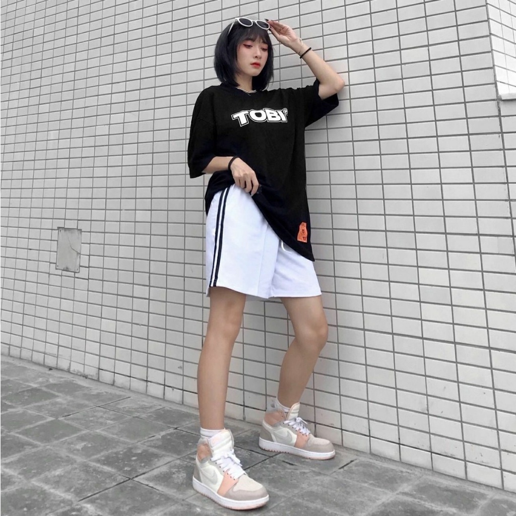 Quần Short Thun Ống Rộng 2 SỌC Ulzzang Unisex