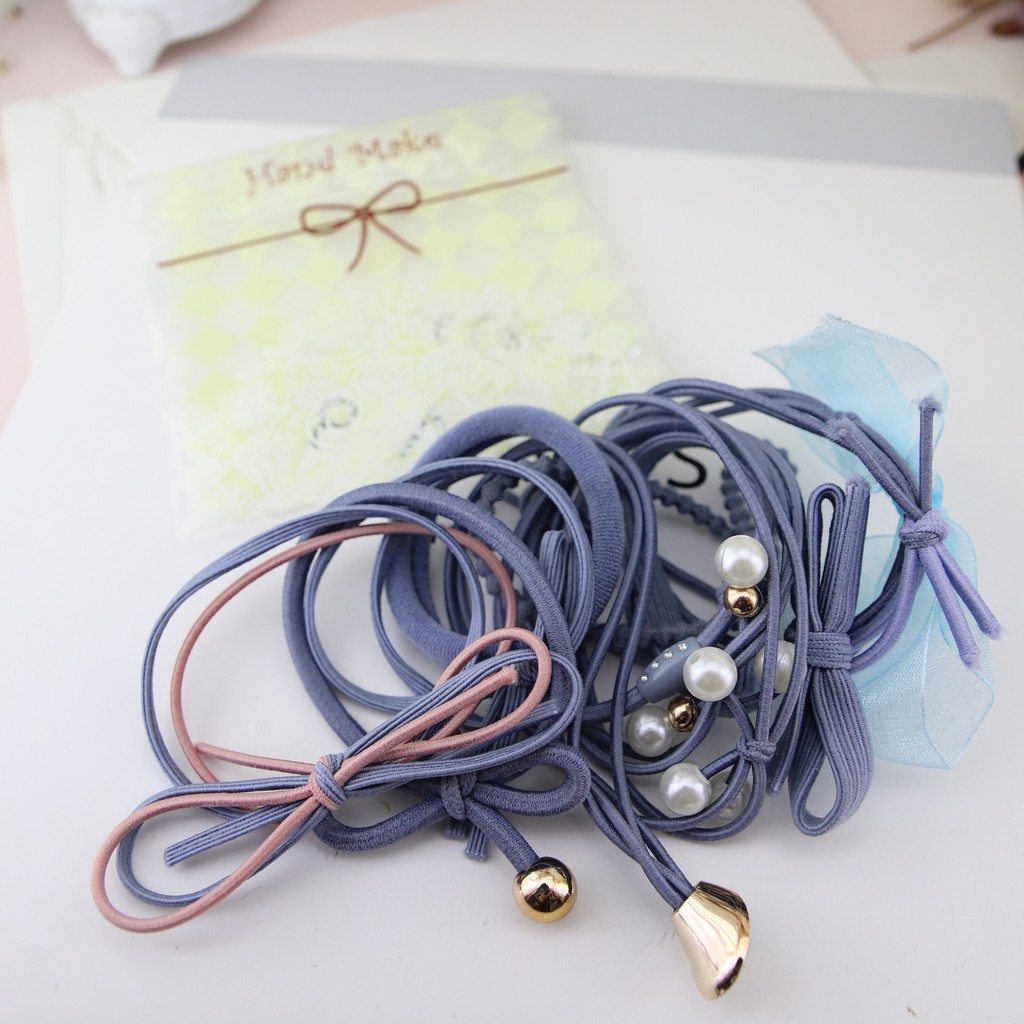 CB04 Set 12 dây cột tóc đơn giản giá rẻ KHÔNG HỘP